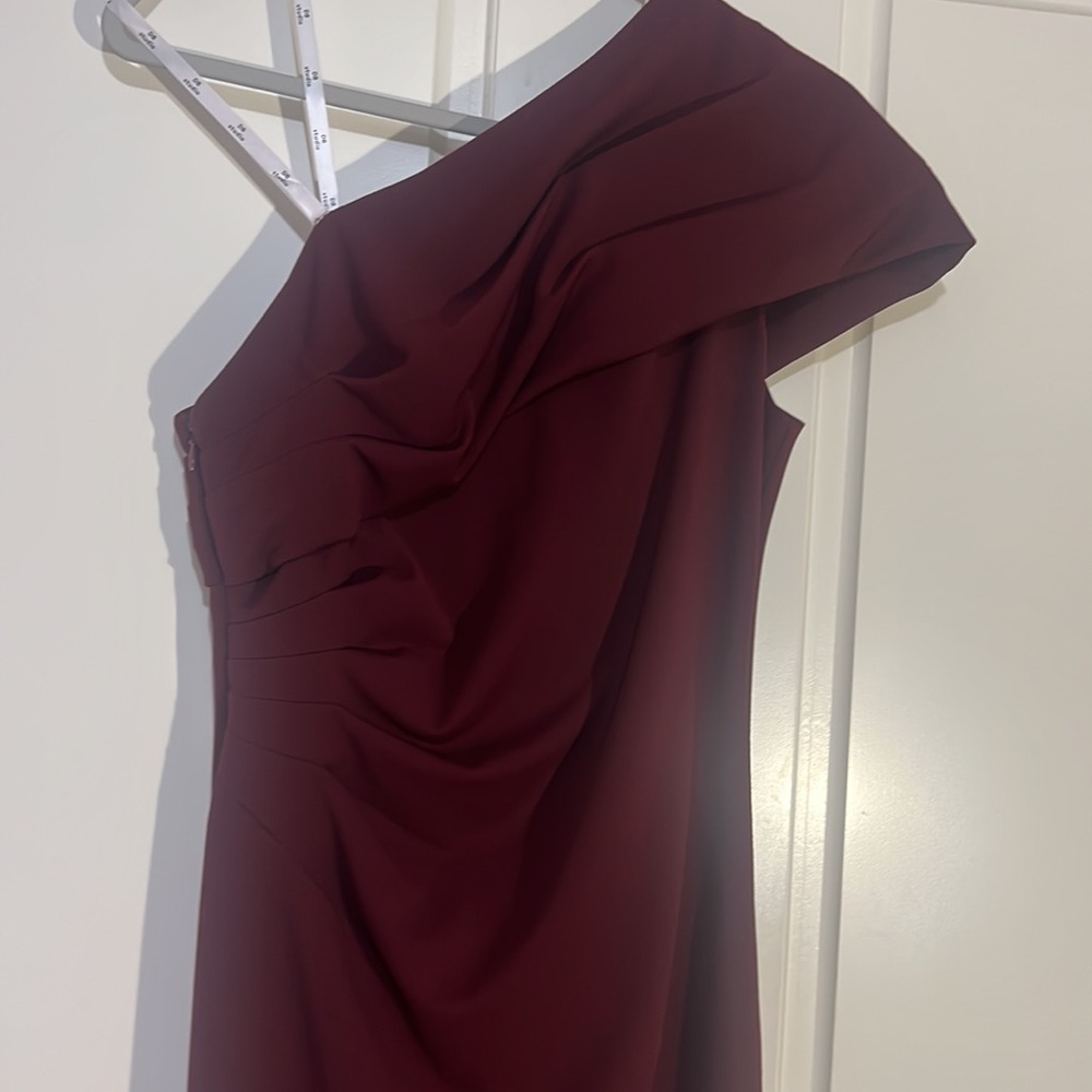 One Shoulder Burgundy Db Studio Gown - image 2